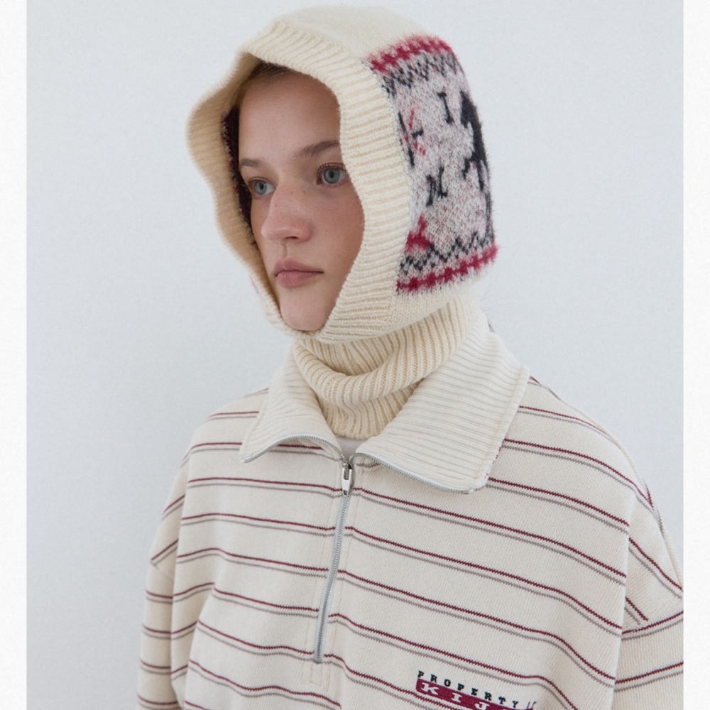Kijun merino wool knit Pegasus baklava hood hat